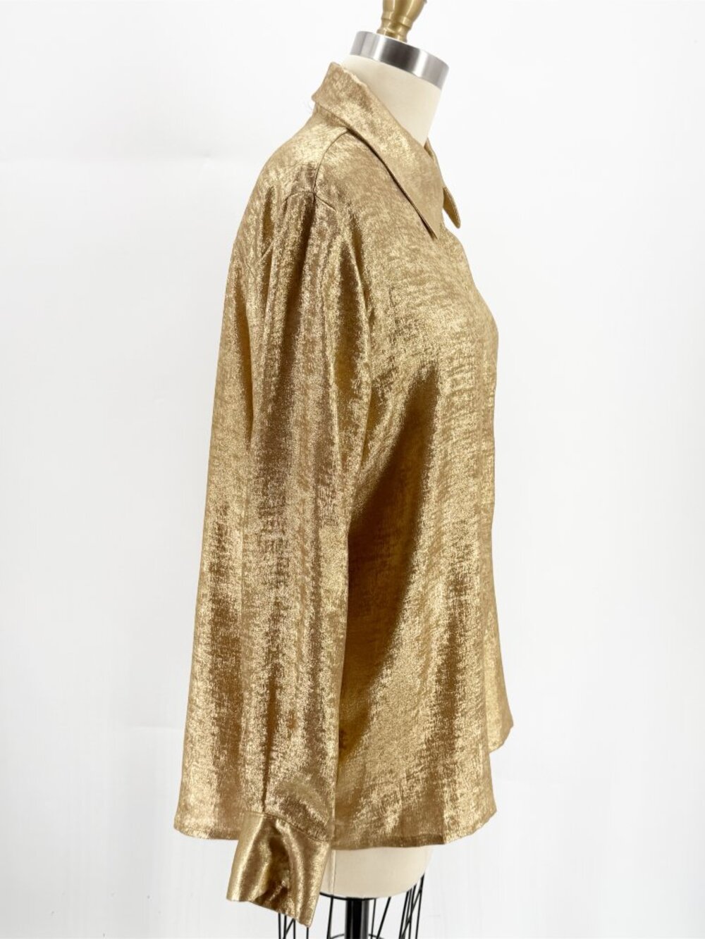 KAILIER Metallic Gold LSV Button-Down Shirt M - Picture 3 of 10